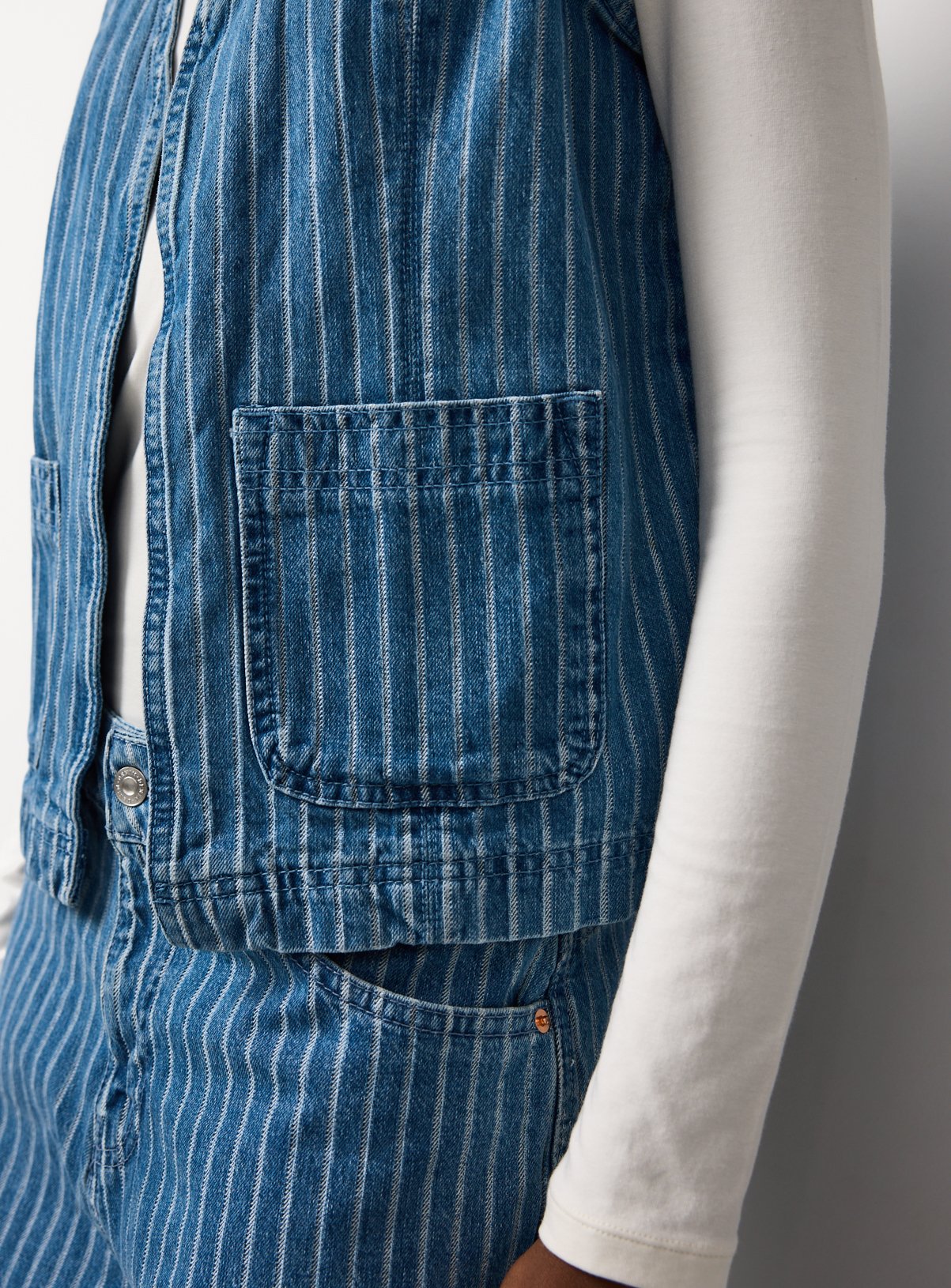 Mid Blue Striped Denim Co-ord Waistcoat 12 - Image 3 thumbnail